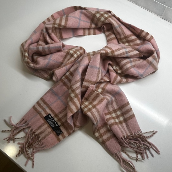 Vintage-Authentic Burberry London Pink Nova Check 100% Cashmere - Picture 6 of 6